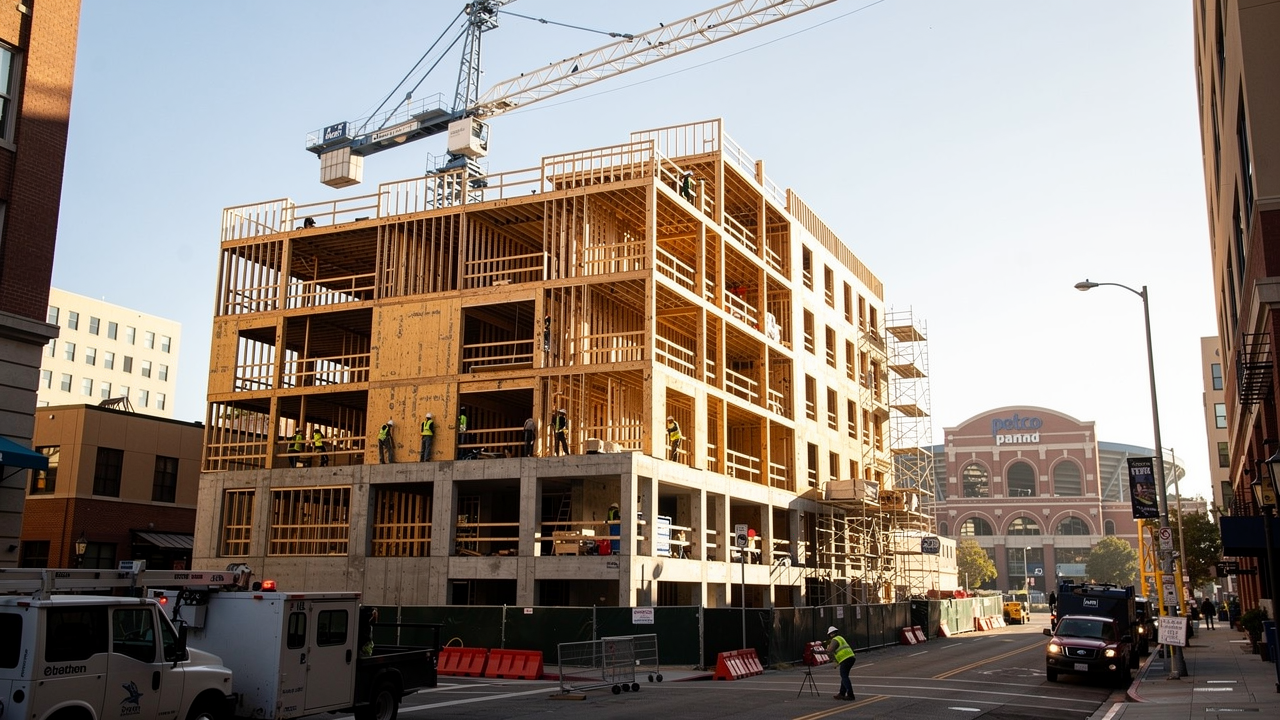 Multifamily podium construction underway in downtown San Diego East Village