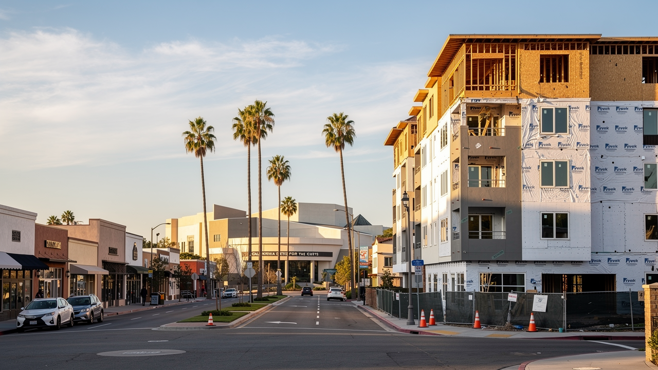 Ground-up multifamily construction in downtown Escondido near the California Center for the Arts
