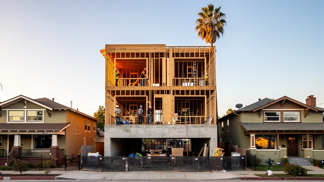 Urban infill multifamily construction on 30th Street in North Park San Diego