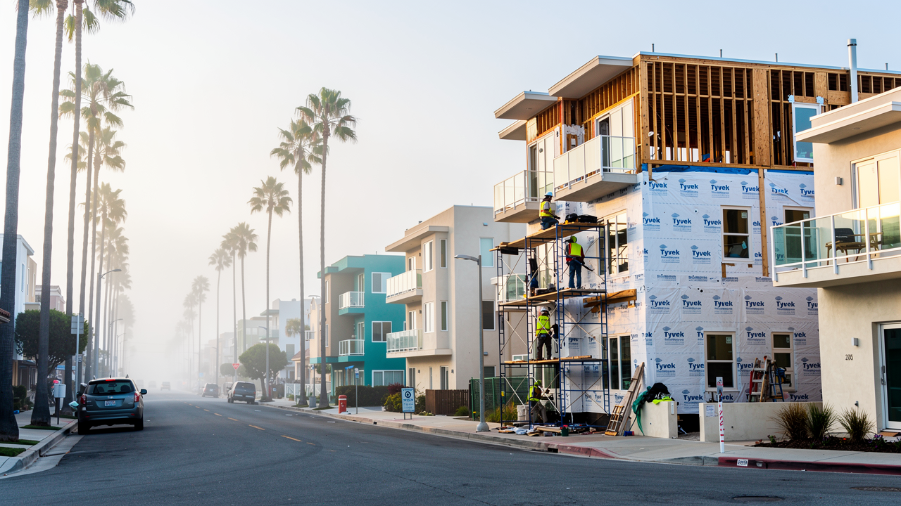 Coastal apartment construction on Garnet Avenue in Pacific Beach San Diego